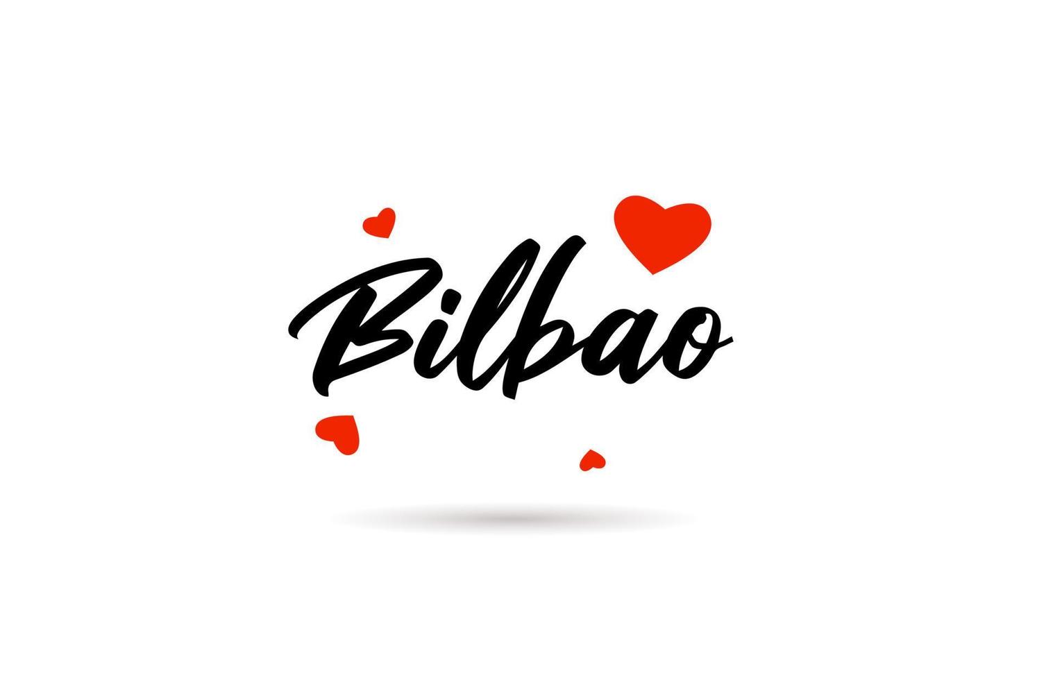 Bilbao handwritten city typography text with love heart vector