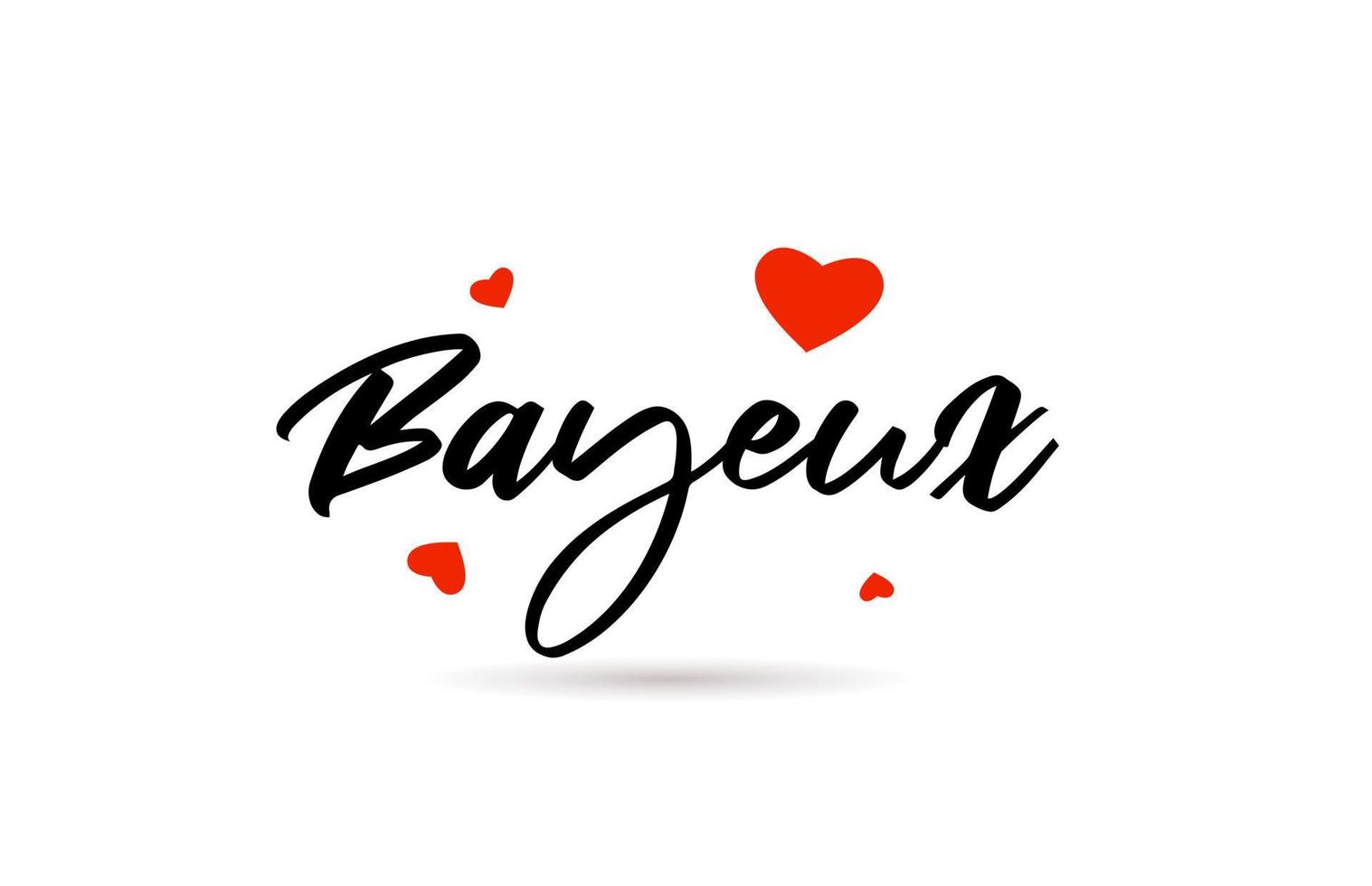 Bayeux escrito ciudad tipografía texto con amor corazón vector