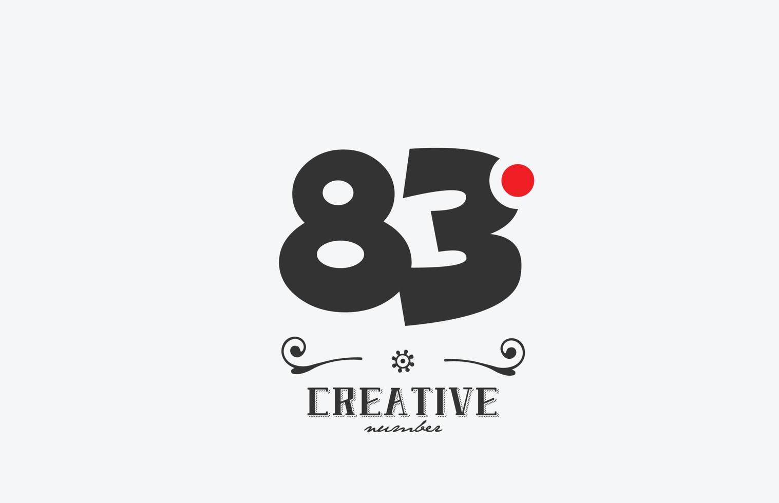 grey 83 number logo icon design with red dot. Creative template for company and business vector