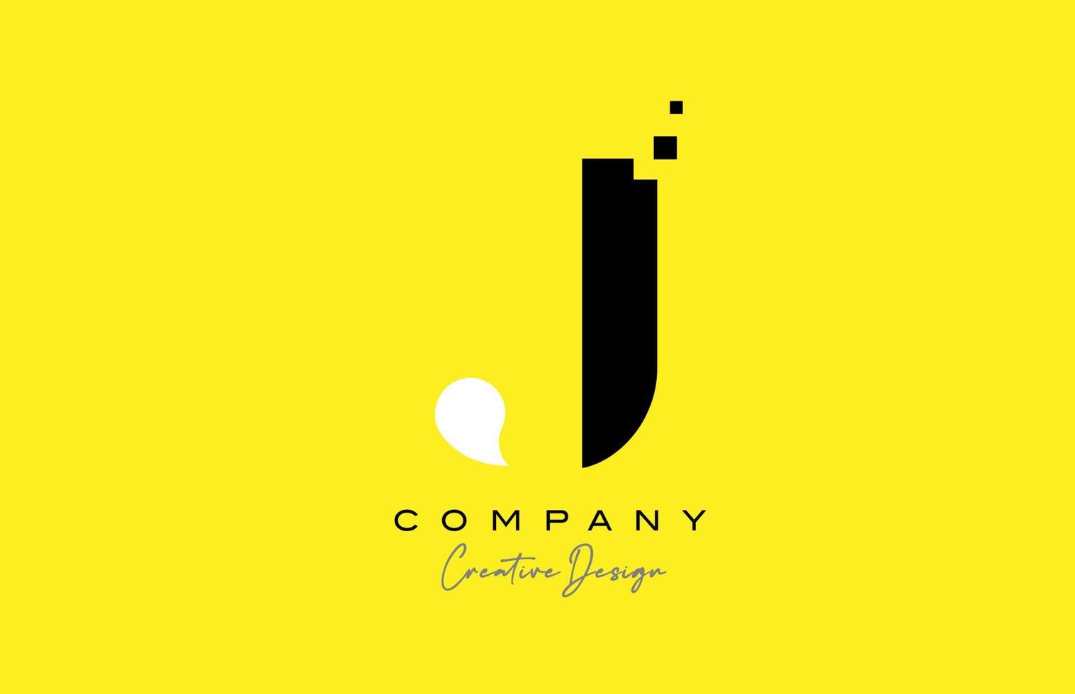 yellow black J alphabet letter logo icon design with dots. Creative template for company and business vector