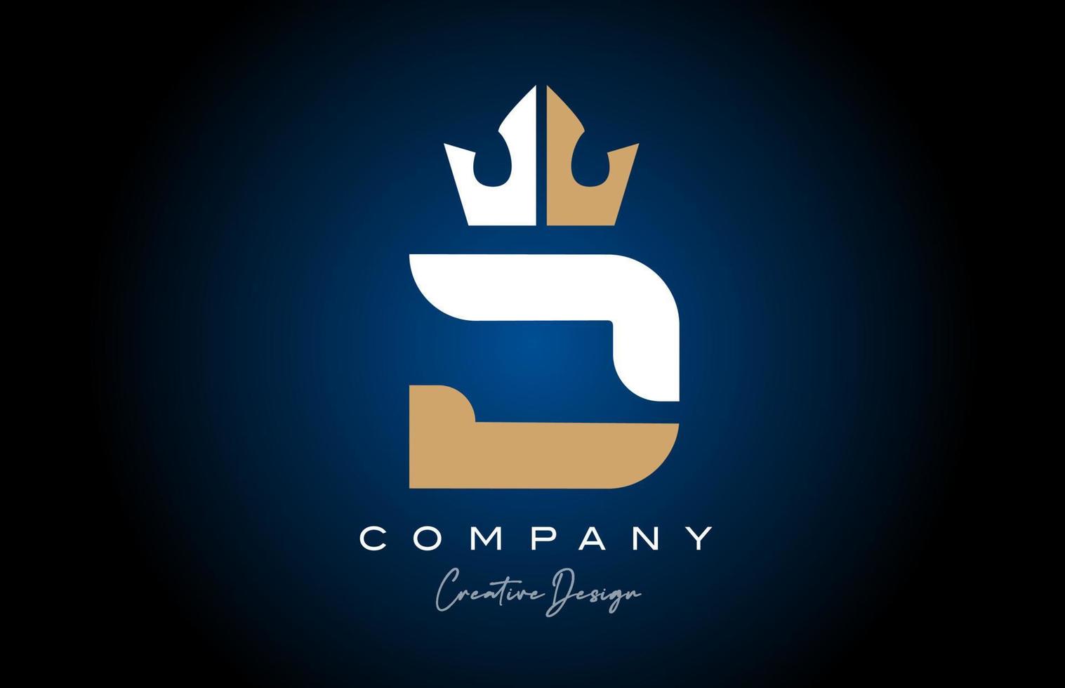 white brown D alphabet letter logo icon design with king crown. Creative template for company and business vector