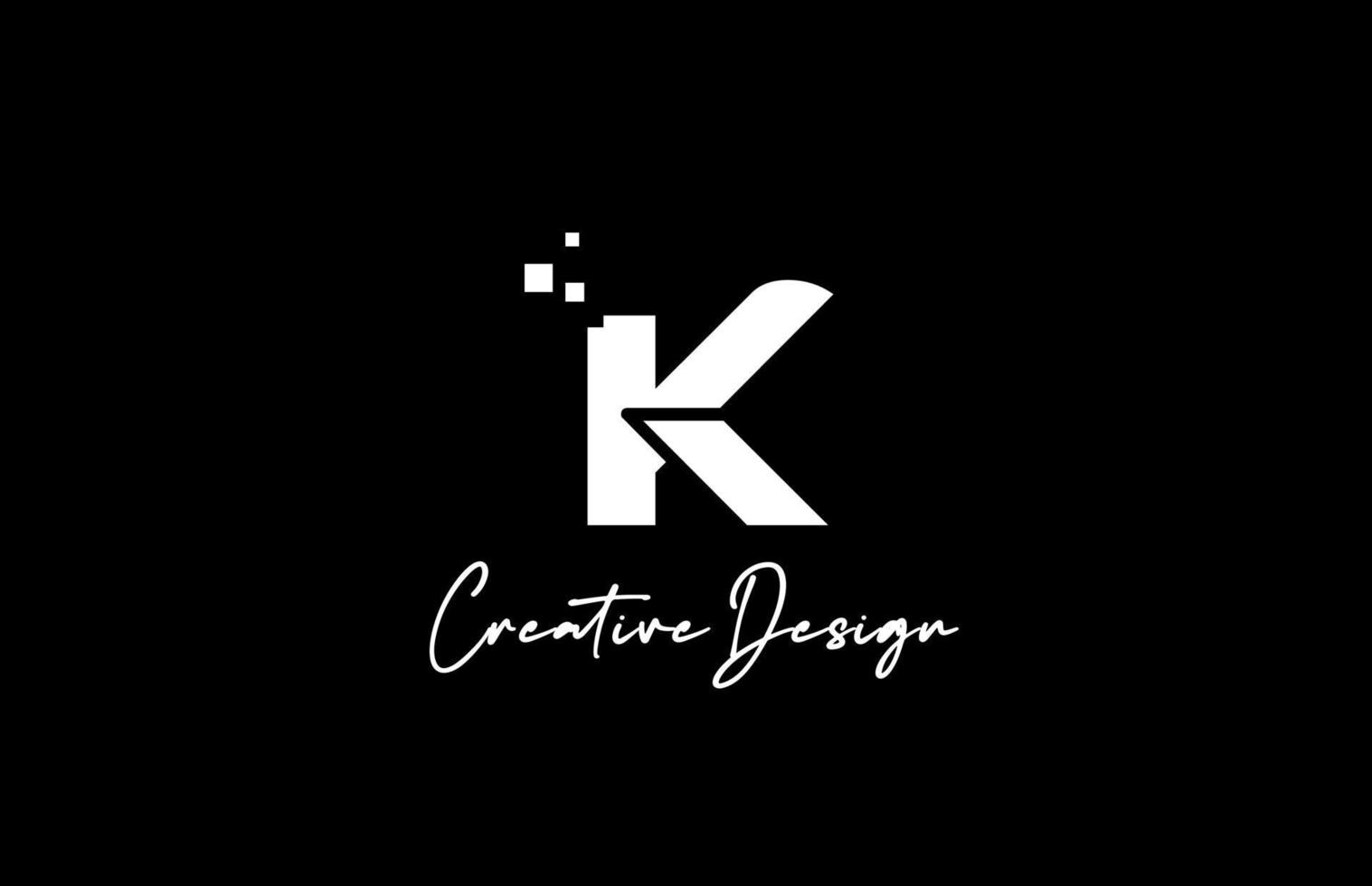 K alphabet letter logo icon design with dots and black and white color. Creative template for business and company vector