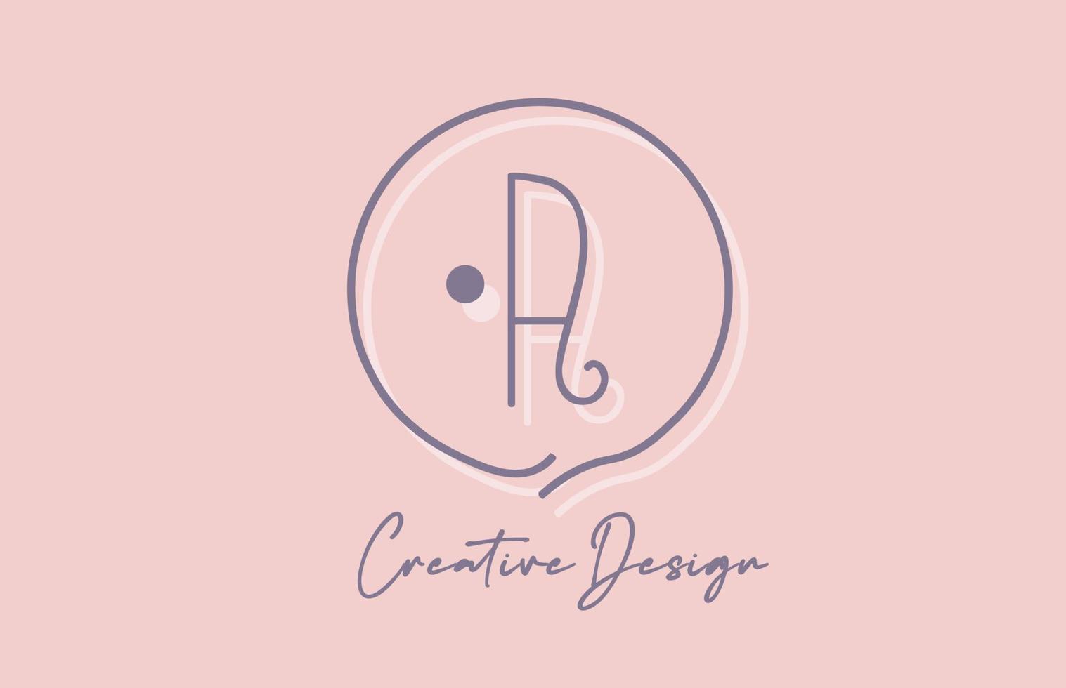 A alphabet letter logo icon design with line dot and vintage style. Pink blue creative template for business and company vector