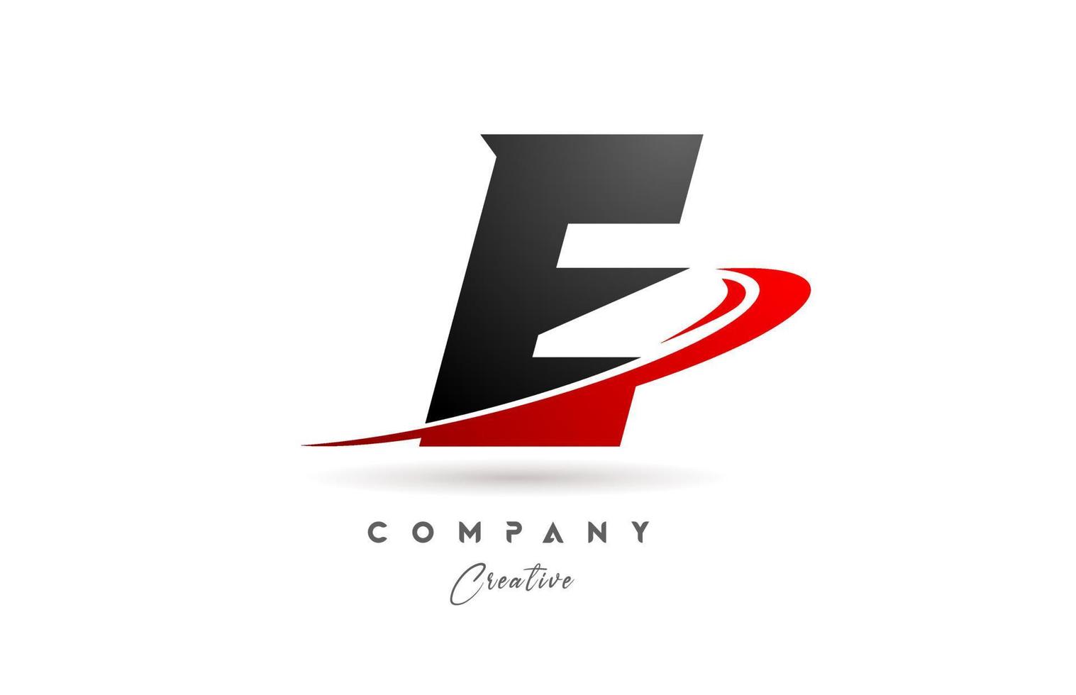 black grey E alphabet letter logo icon design with red swoosh. Creative template for company and business vector
