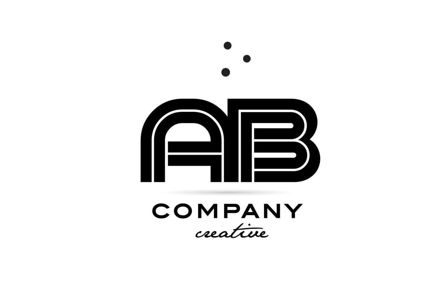 AB black and white combination alphabet bold letter logo with dots. Joined creative template design for company and business vector