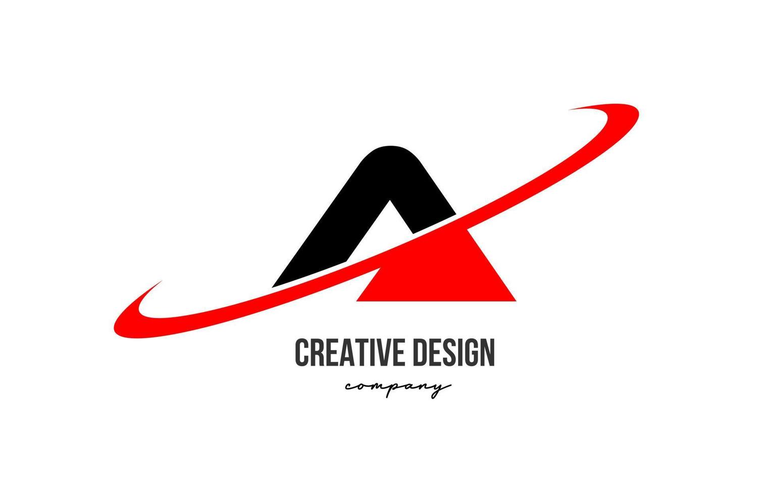 Red black A alphabet letter logo with big swoosh. Corporate creative template design for business and company vector