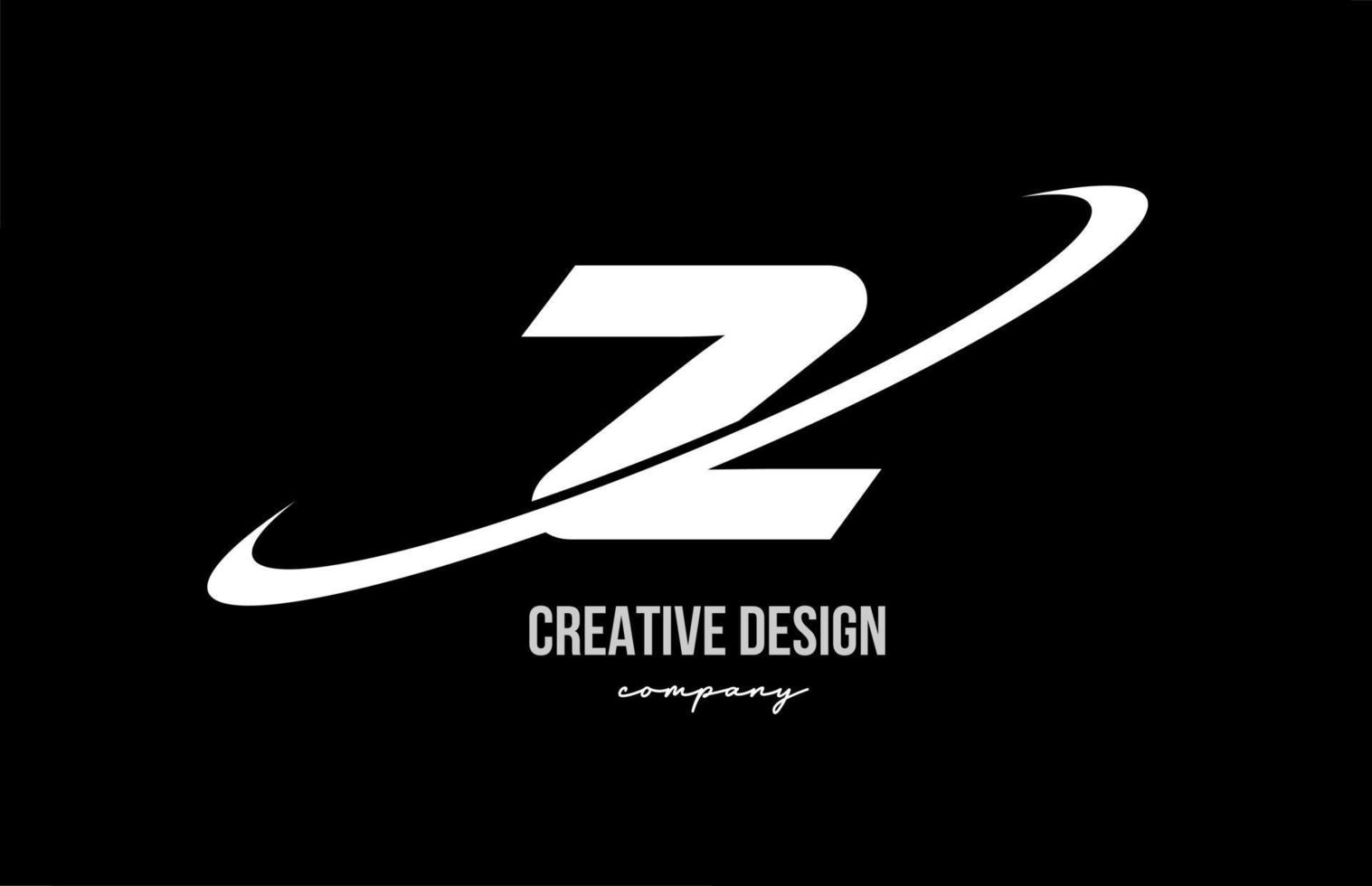 Black white Z alphabet letter logo with big swoosh. Corporate creative template design for company and business vector