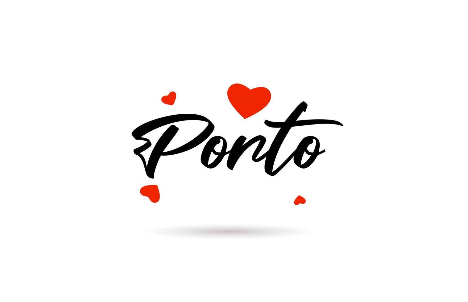 Porto handwritten city typography text with love heart vector