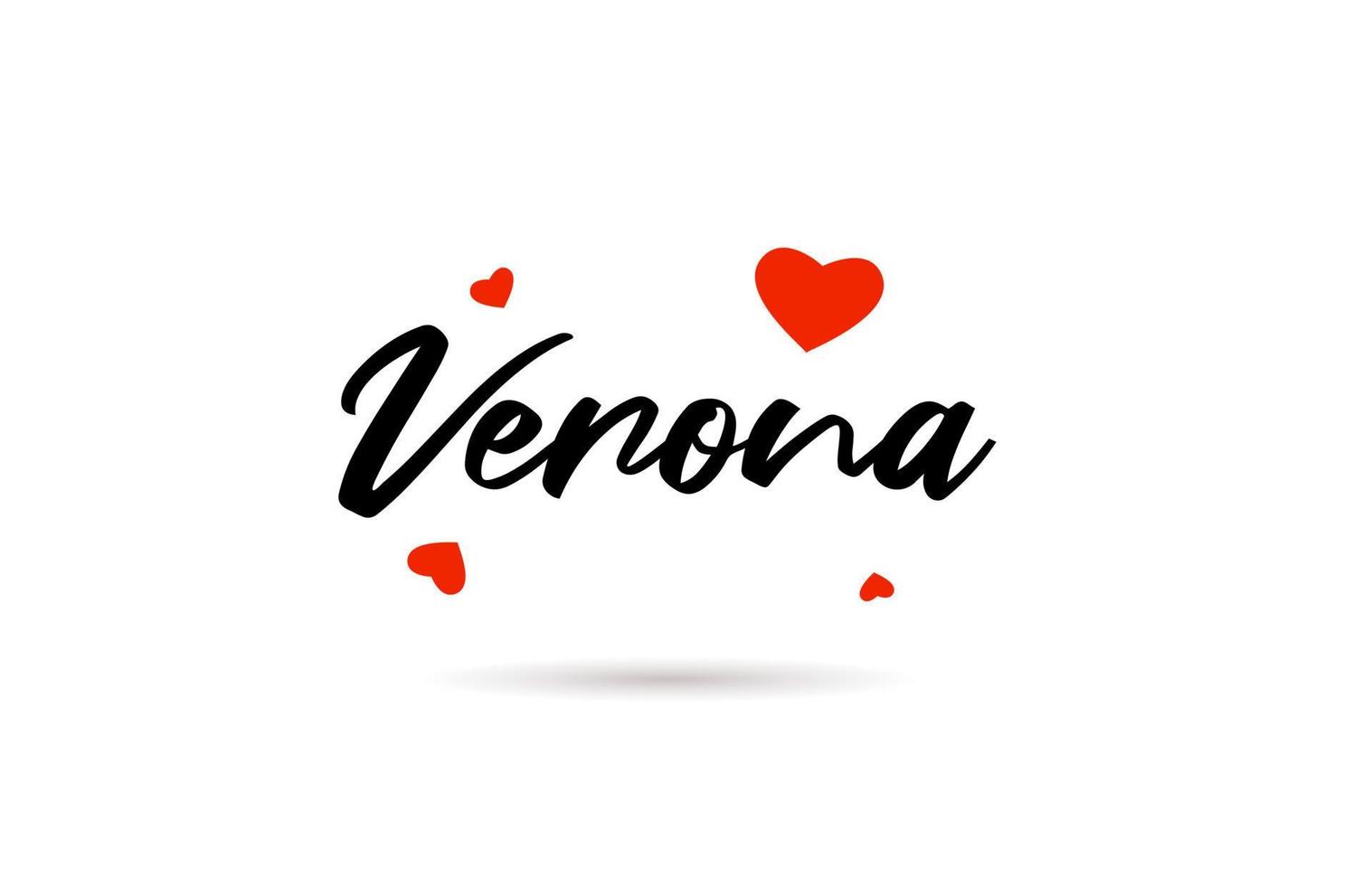 Verona escrito ciudad tipografía texto con amor corazón vector