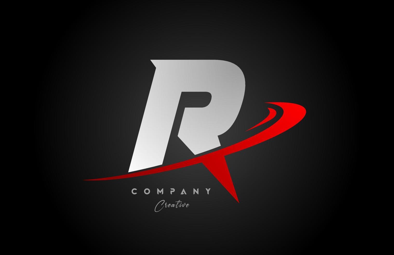 red swoosh R alphabet letter logo icon design with black grey color. Creative template for business and company vector