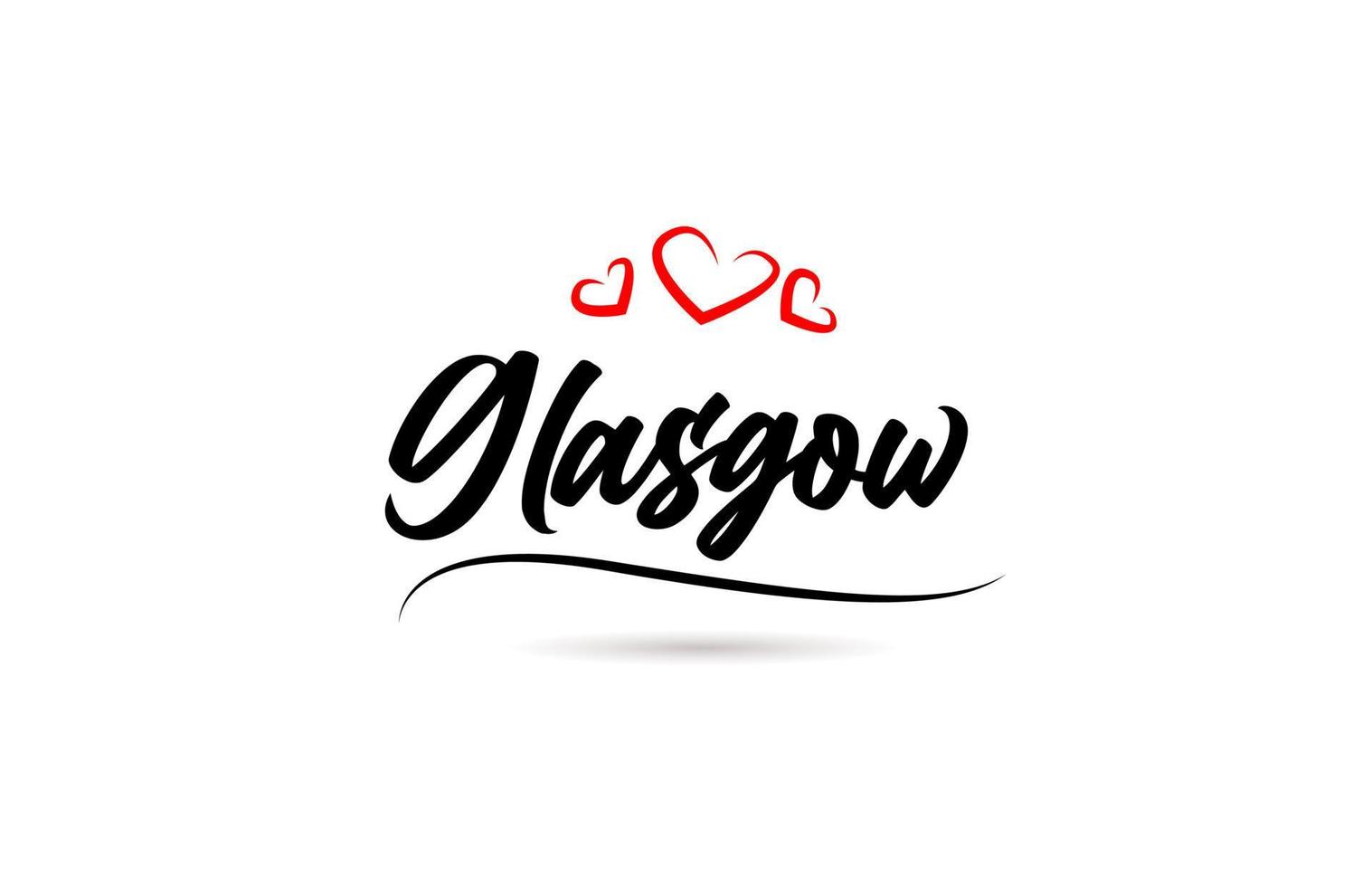 Glasgow european city typography text word with love. Hand lettering style. Modern calligraphy text vector