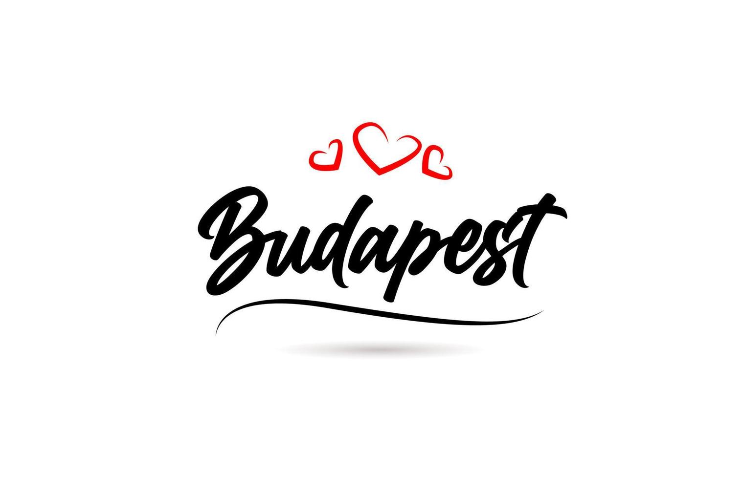 Budapest european city typography text word with love. Hand lettering style. Modern calligraphy text vector