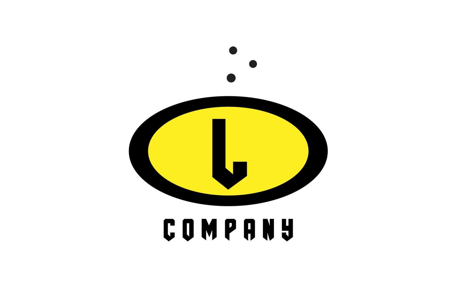 elipse l alfabeto negrita letra logo con puntos creativo modelo diseño para negocio y empresa en amarillo y negro vector
