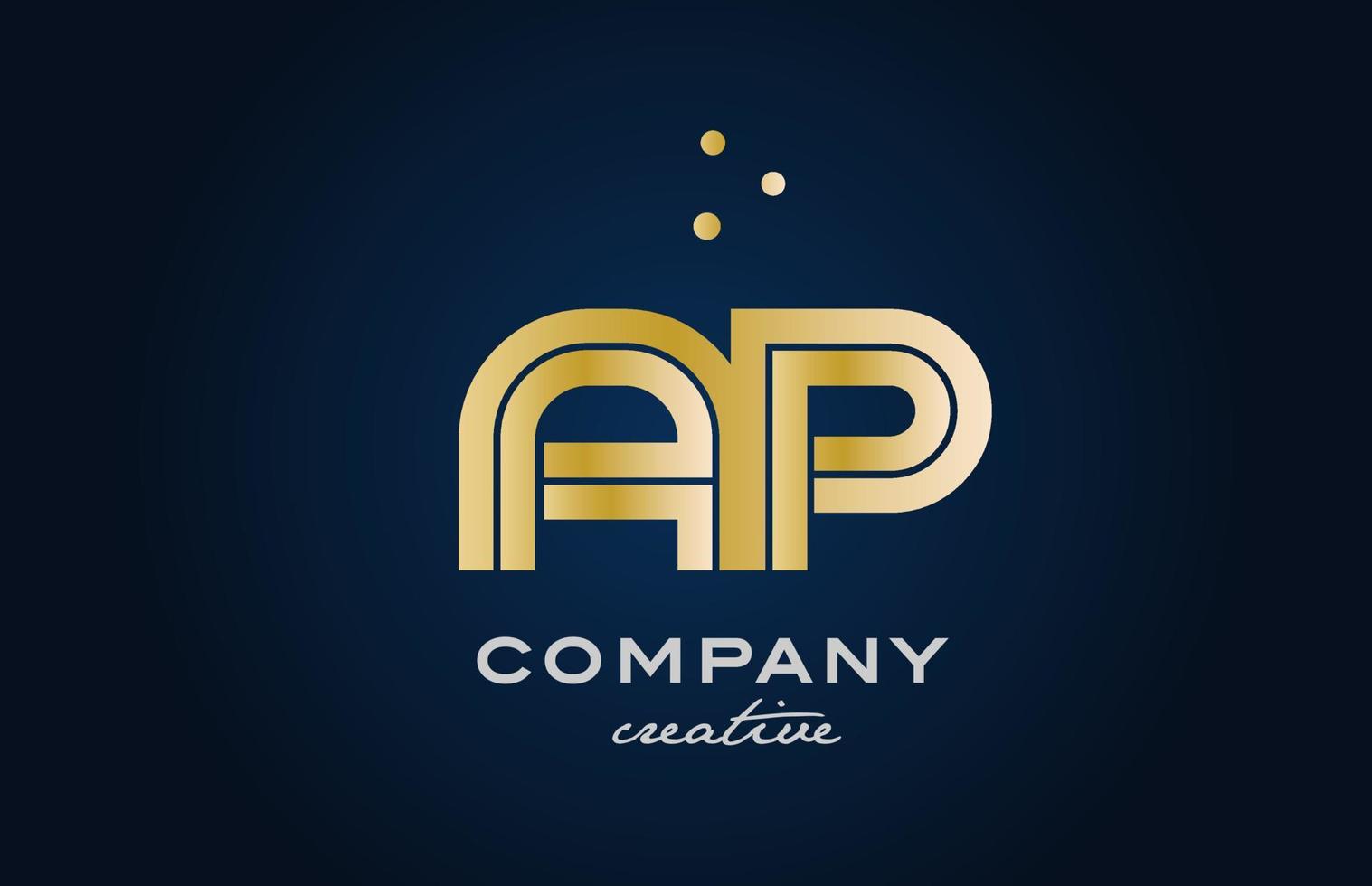 gold golden AP combination alphabet bold letter logo with dots. Joined creative template design for company and business vector