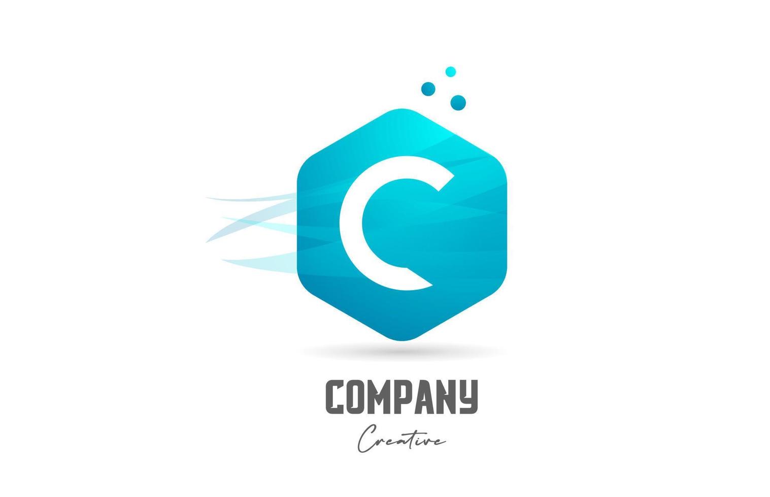 hexagon C letter alphabet logo icon design with blue color and dots. Creative template for company and business vector