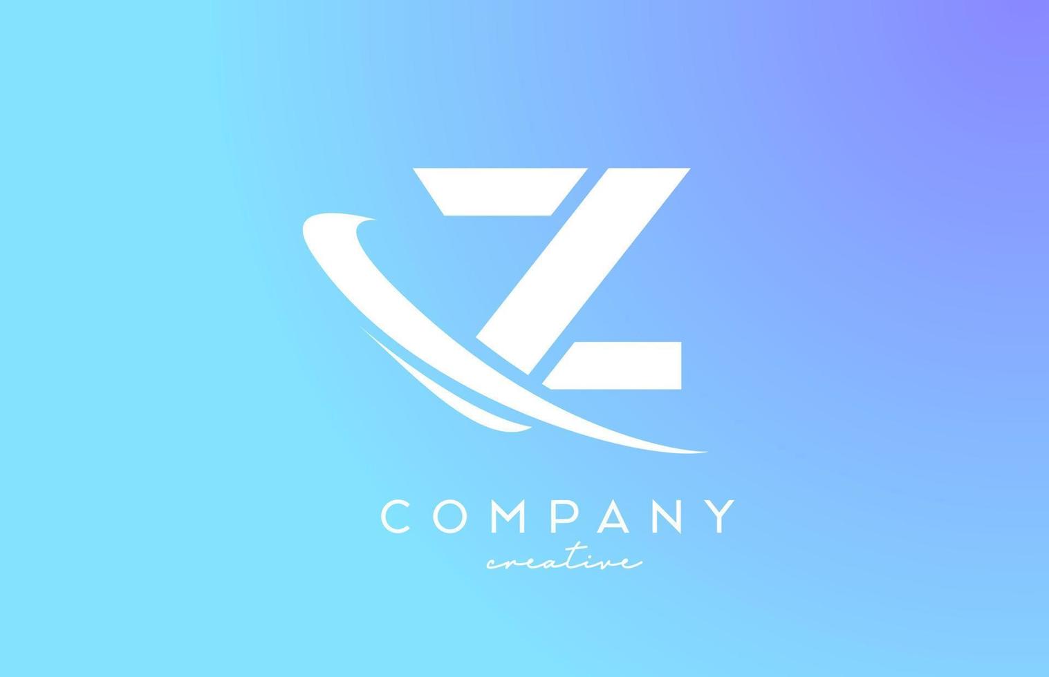 blue pastel color Z alphabet letter logo icon with swoosh. Creative template design for business and company vector