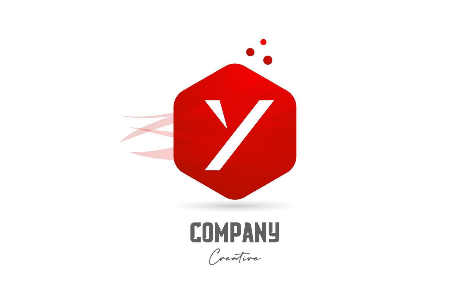 Y red hexagon letter alphabet logo icon design. Creative template for business and company vector