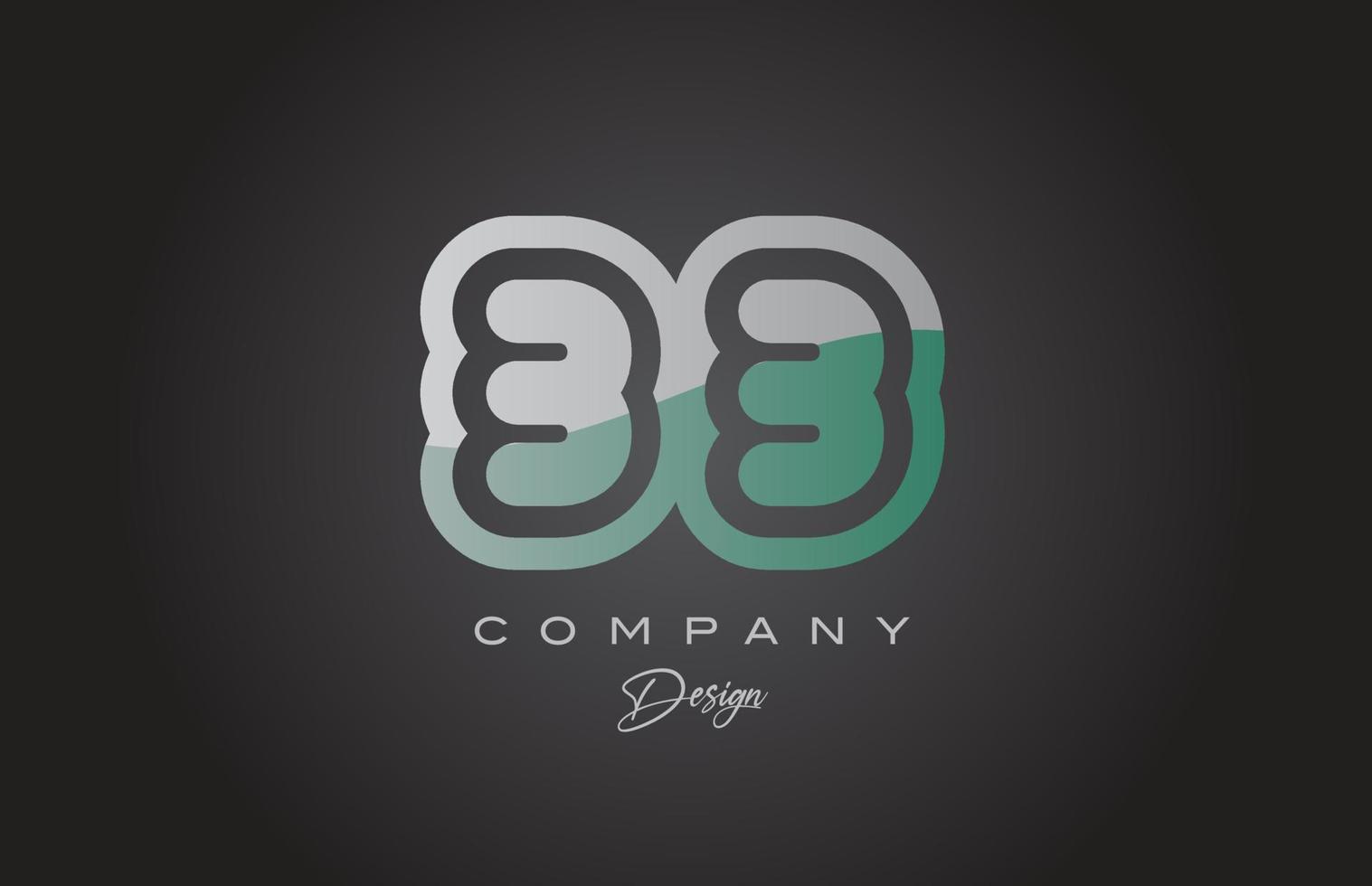 33 green grey number logo icon design. Creative template for company and business vector