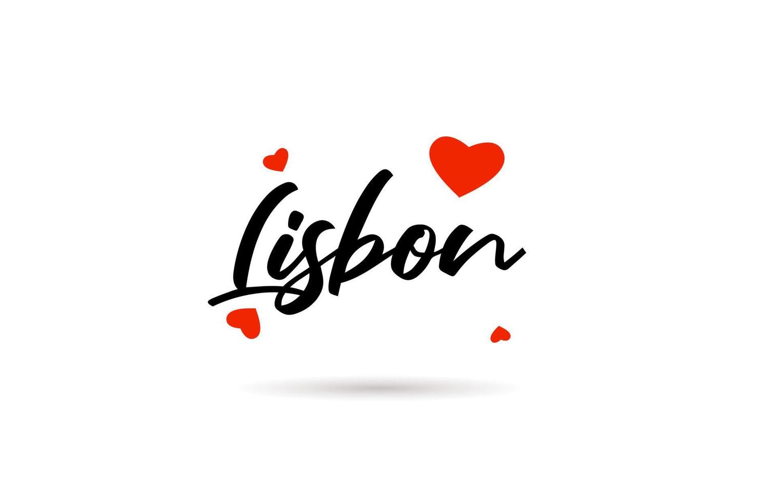 Lisbon handwritten city typography text with love heart vector