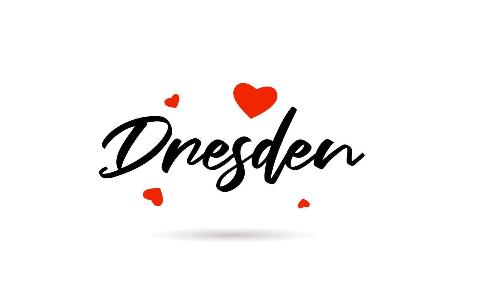 Dresden handwritten city typography text with love heart vector