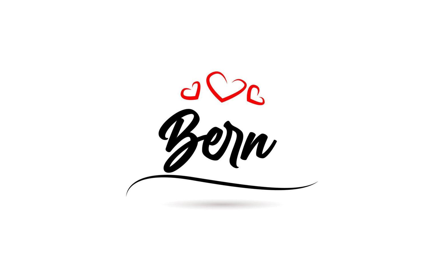 Bern european city typography text word with love. Hand lettering style. Modern calligraphy text vector