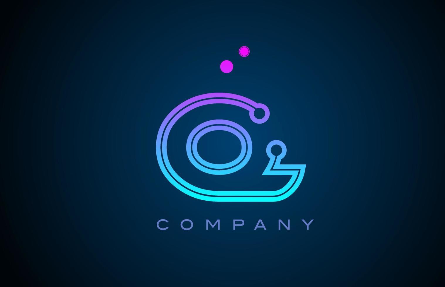 Q alphabet letter logo icon design with pink blue color and dots. Creative template for business and company vector