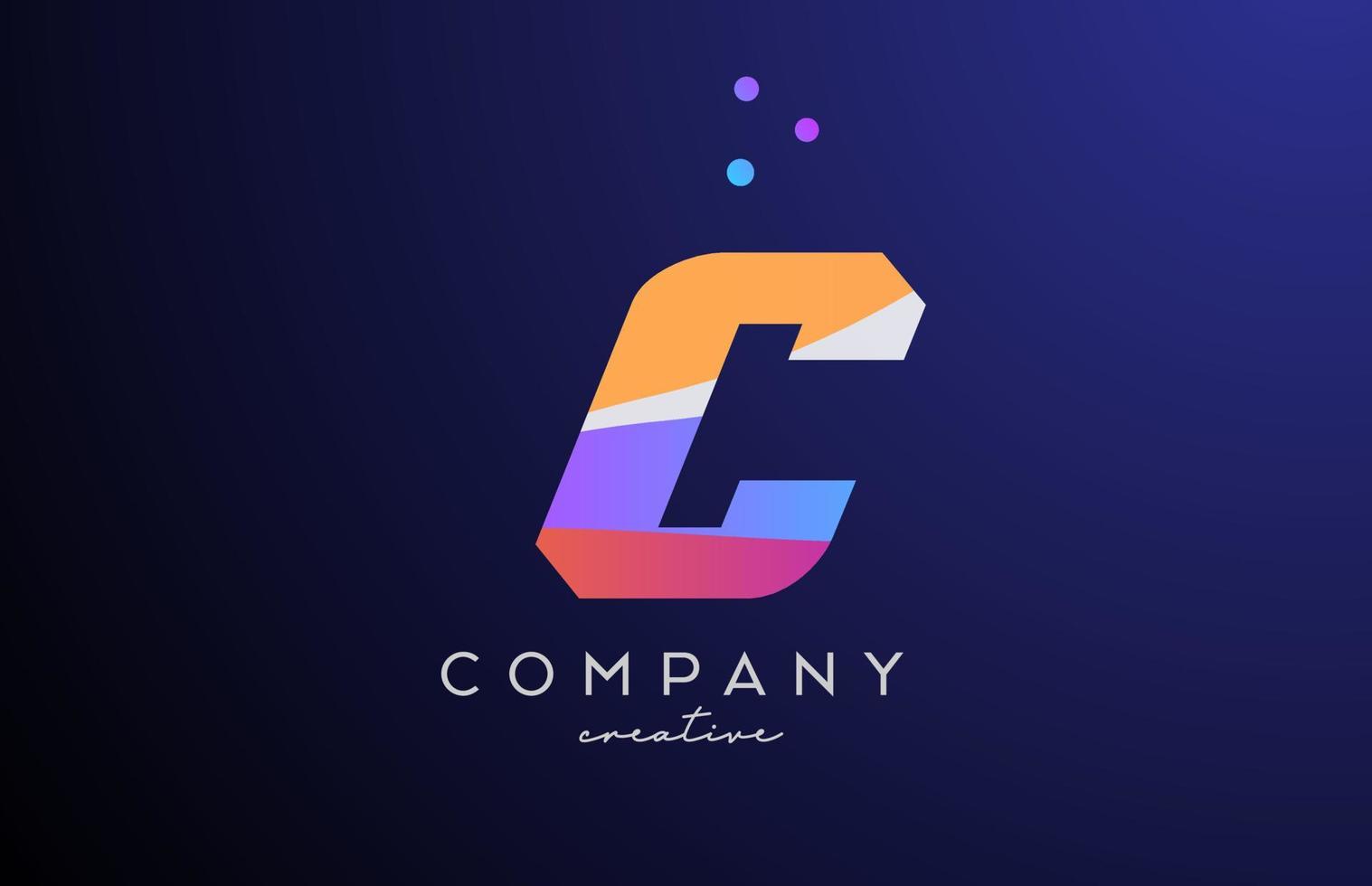 colored C alphabet letter logo icon with dots. Orange pink blue creative template design for business and company vector