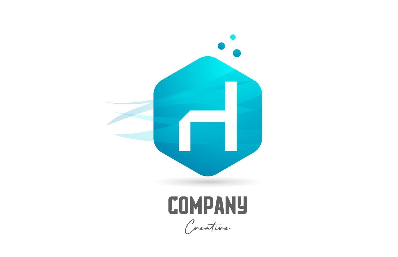 hexagon H letter alphabet logo icon design with blue color and dots. Creative template for company and business vector