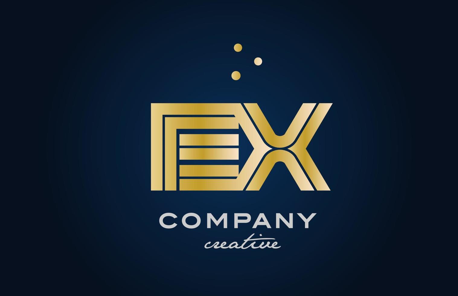 oro dorado ex combinación alfabeto negrita letra logo con puntos unido creativo modelo diseño para empresa y negocio vector