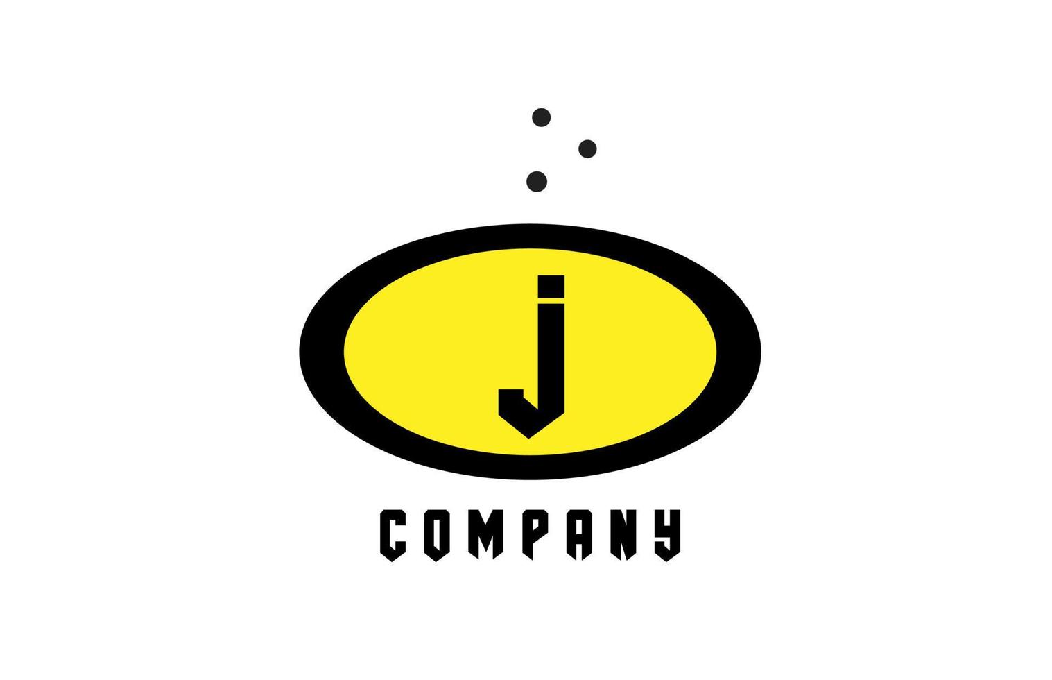 ellipse J alphabet bold letter logo with dots. Creative template design for business and company in yellow and black vector