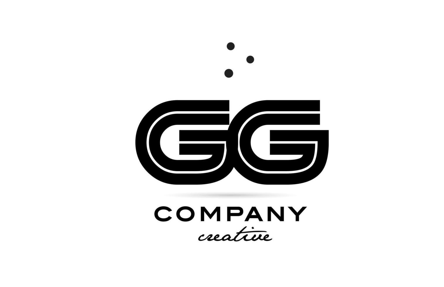 GG black and white combination alphabet bold letter logo with dots. Joined creative template design for company and business vector