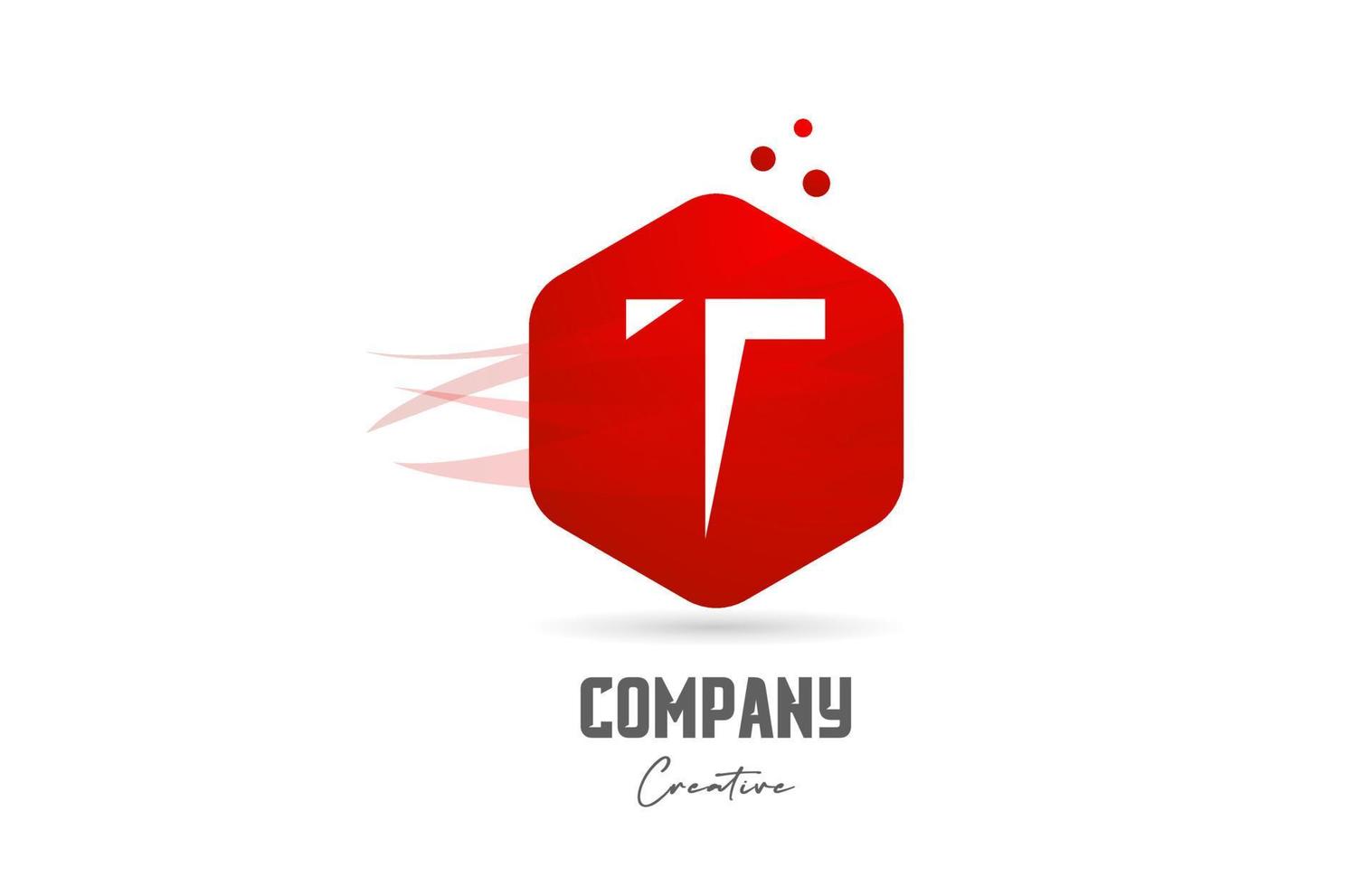 T red hexagon letter alphabet logo icon design. Creative template for business and company vector