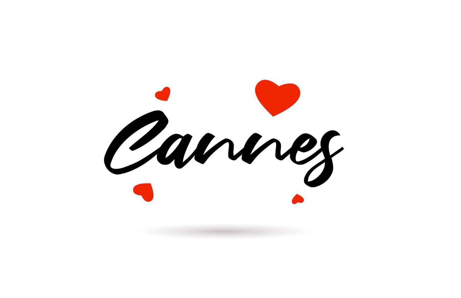 Cannes handwritten city typography text with love heart vector