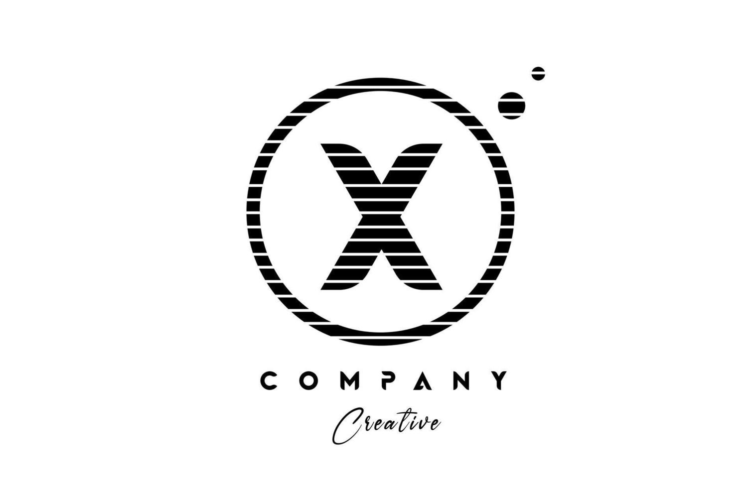 X alfabeto letra logo icono diseño con línea raya y círculo. negro y blanco creativo modelo para empresa y negocio vector