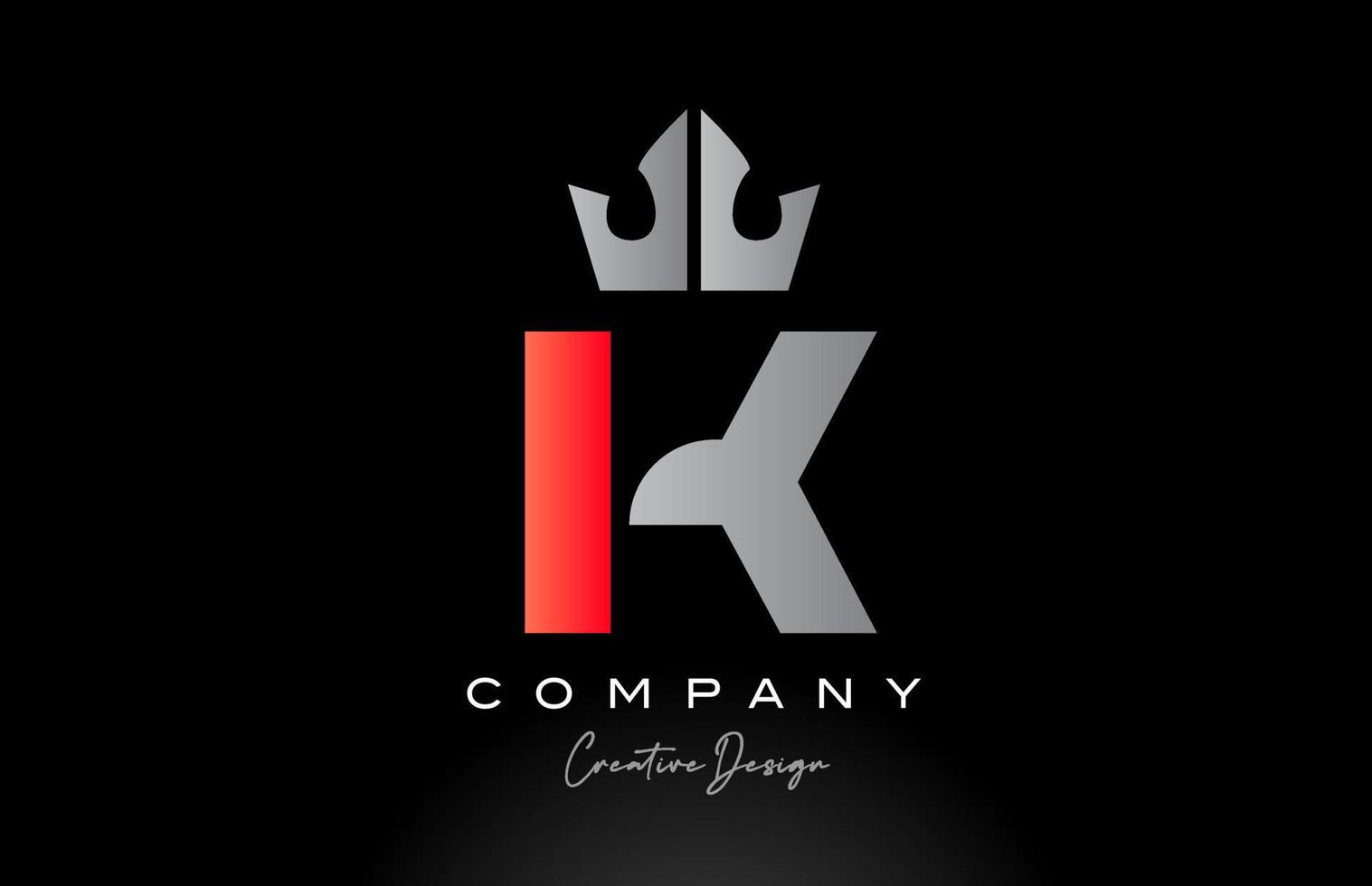 naranja k alfabeto letra logo icono diseño con Rey corona. creativo modelo para empresa vector