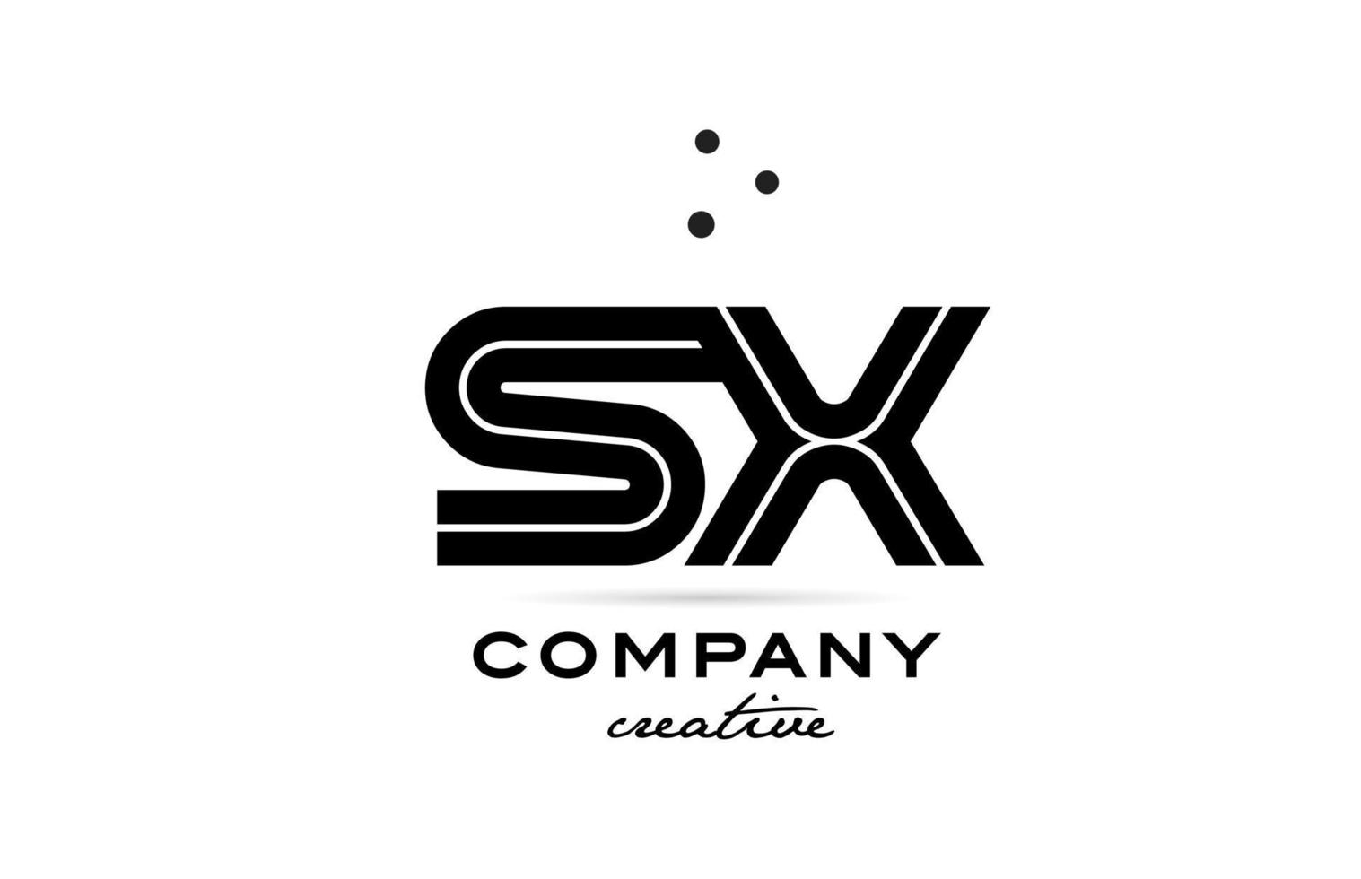 SX black and white combination alphabet bold letter logo with dots. Joined template design for business and company vector