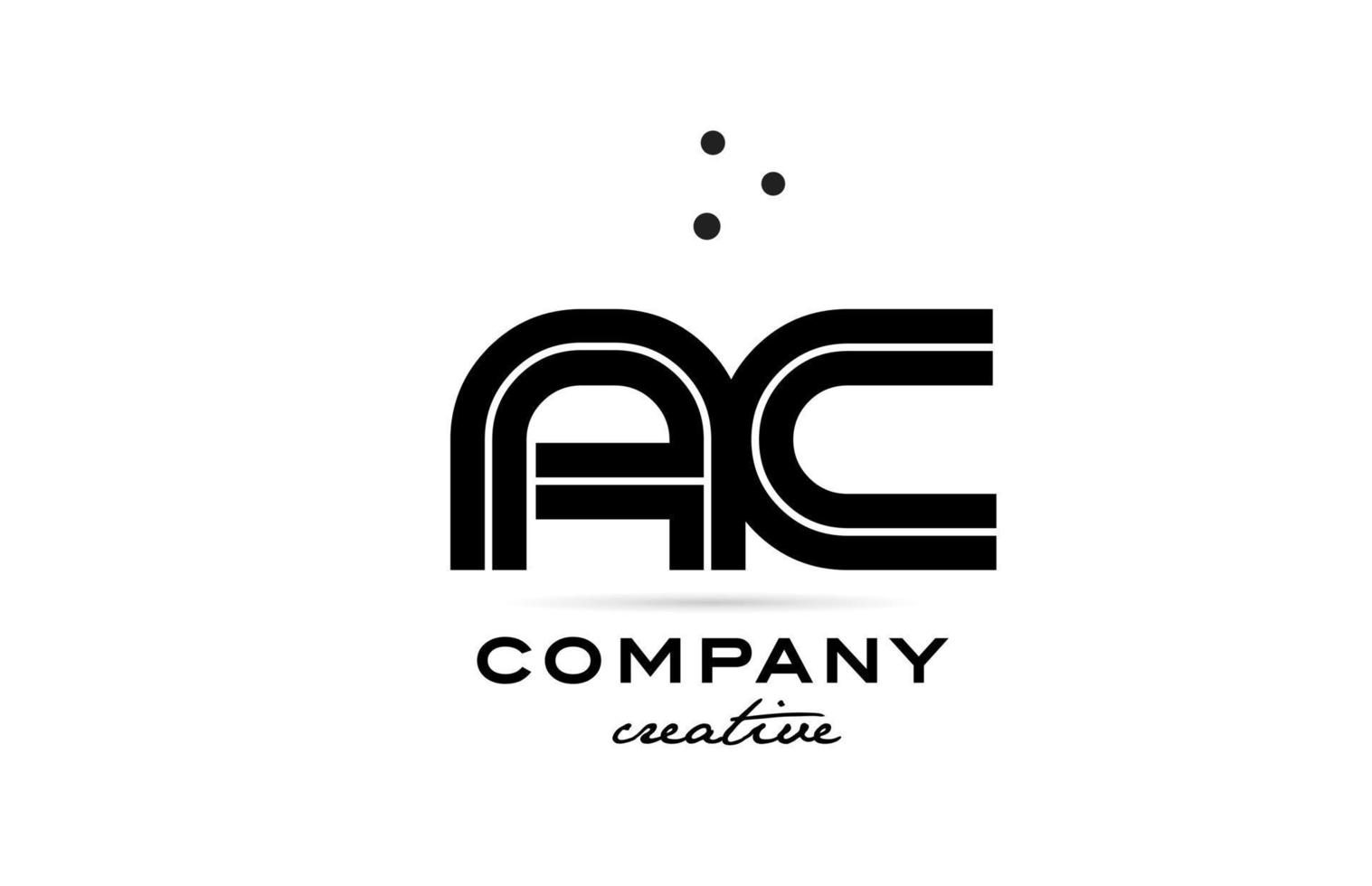 AC black and white combination alphabet bold letter logo with dots. Joined creative template design for company and business vector