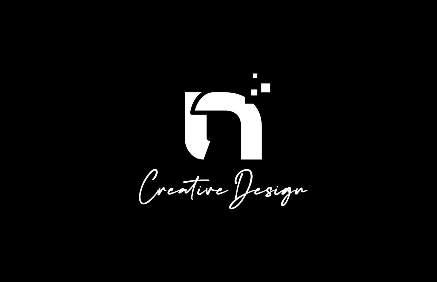 N alphabet letter logo icon design with dots and black and white color. Creative template for business and company vector