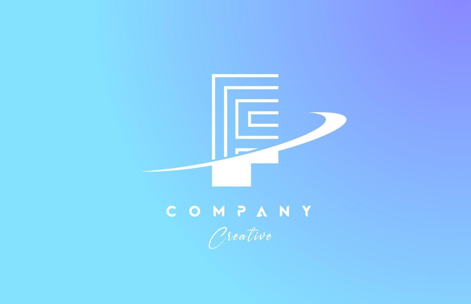 pastel color F blue alphabet letter logo icon design with swoosh. Creative template for company and business vector