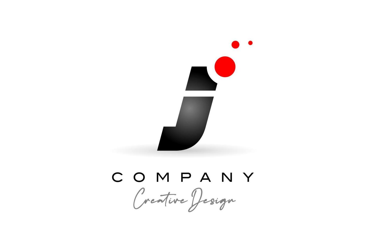 black and white J alphabet letter logo with red dot. Corporate creative template design for business and company vector