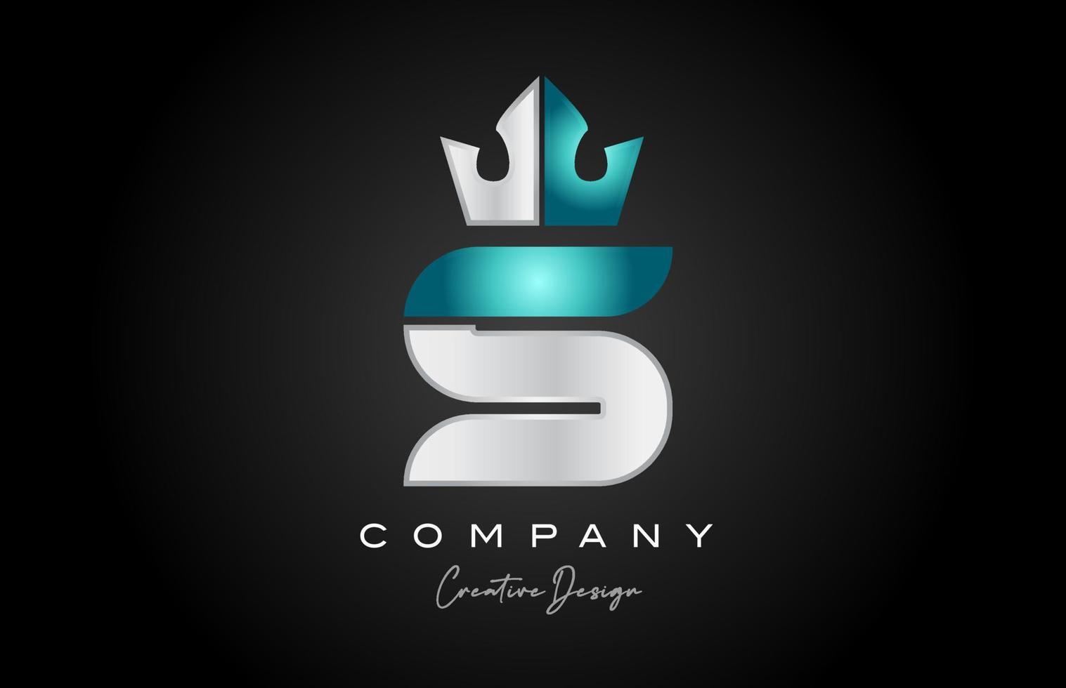 blue grey S alphabet letter logo icon design. Creative crown king template for business and company vector