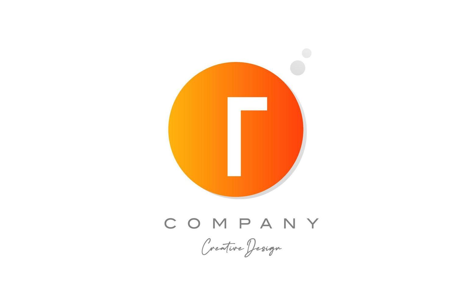 T orange sphere alphabet letter logo icon design with dot. Creative template for company and business vector