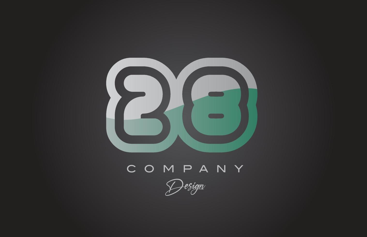 28 green grey number logo icon design. Creative template for company and business vector