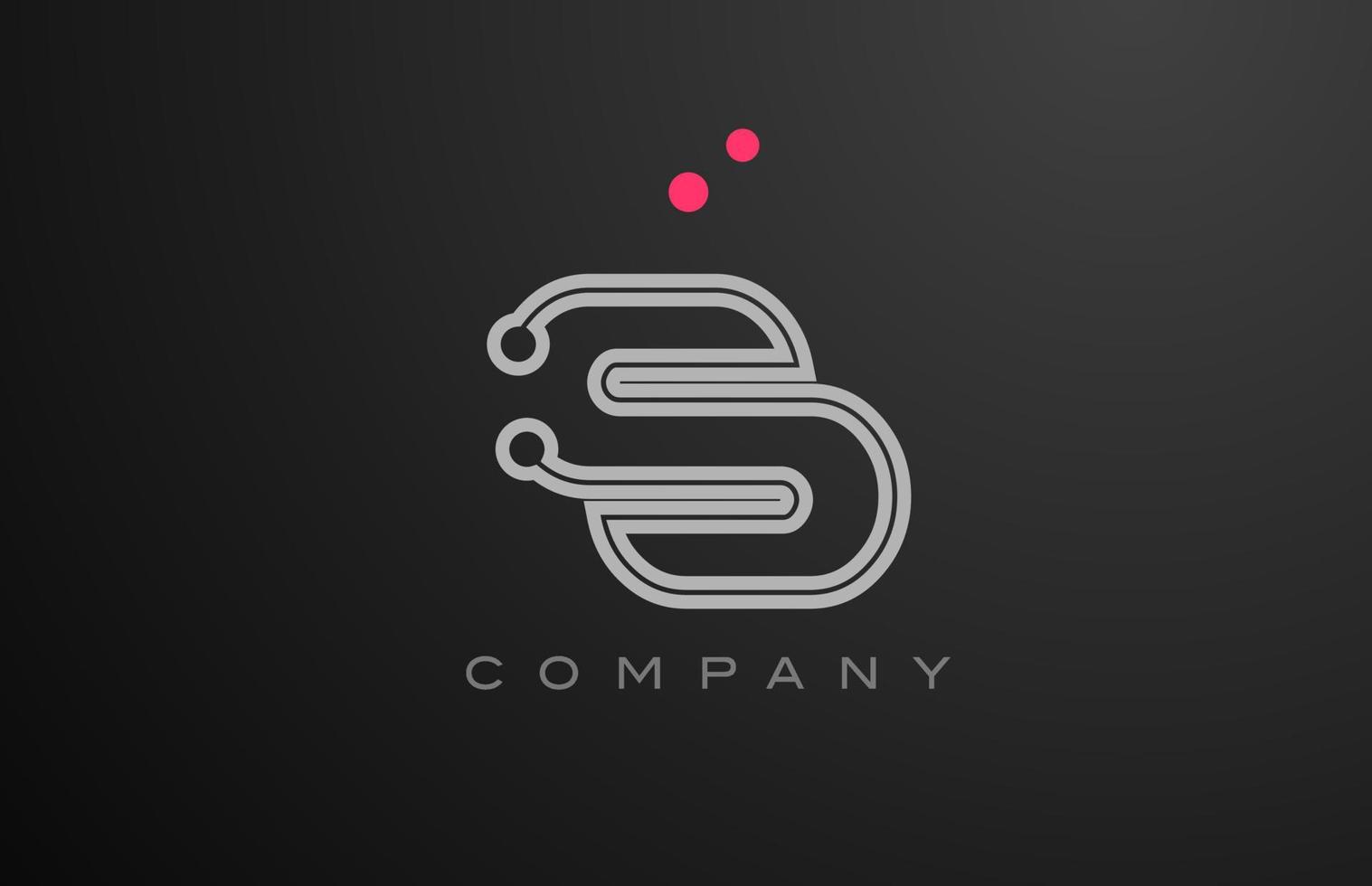 rosado gris línea s alfabeto letra logo icono diseño con punto. creativo modelo para empresa y negocio vector
