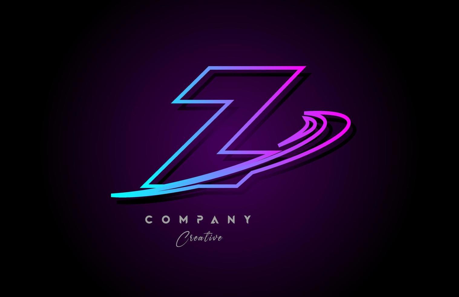 blue and pink alphabet Z letter logo icon design with swoosh. Creative template for company and business vector