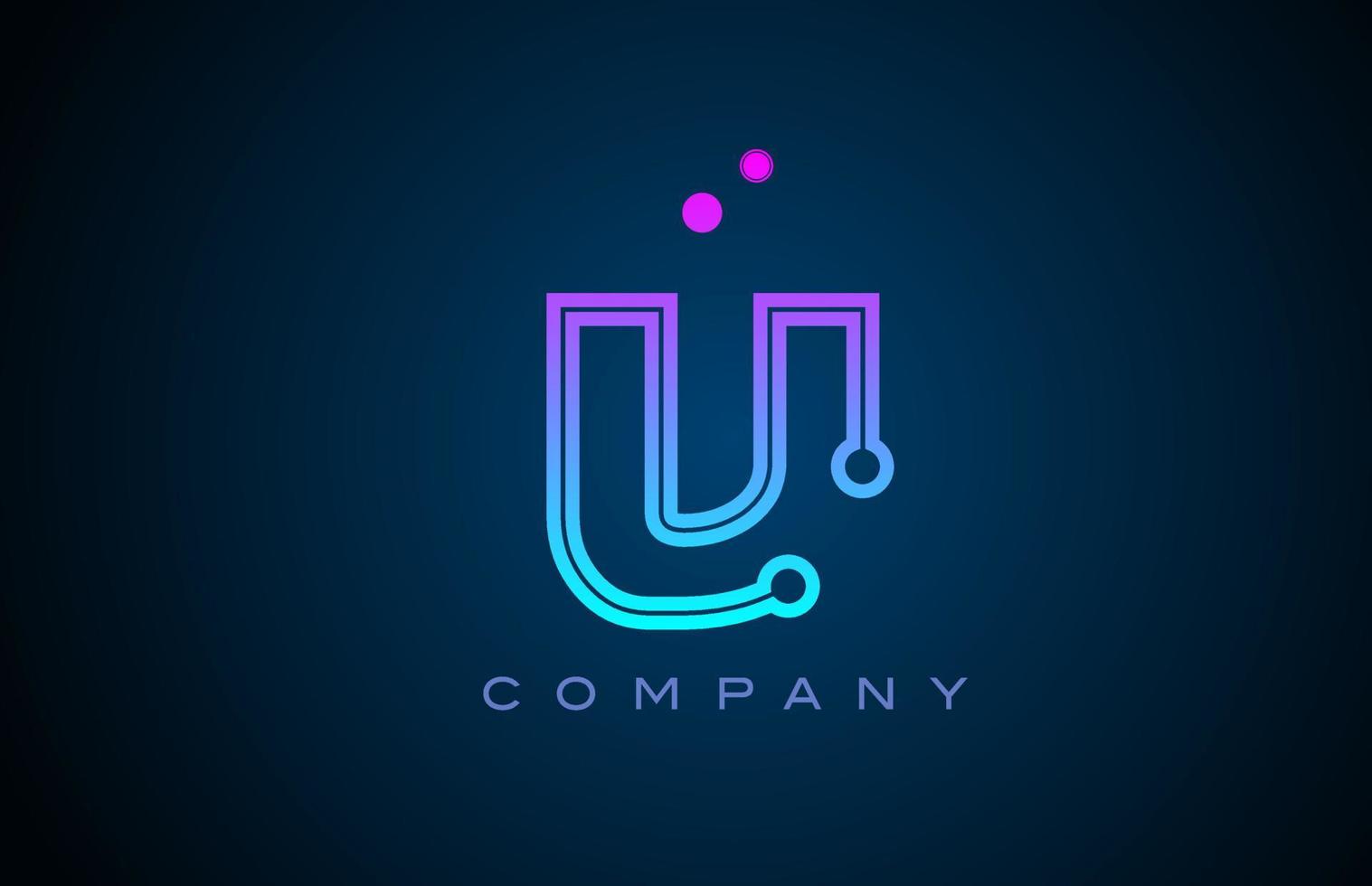 V alphabet letter logo icon design with pink blue color and dots. Creative template for business and company vector