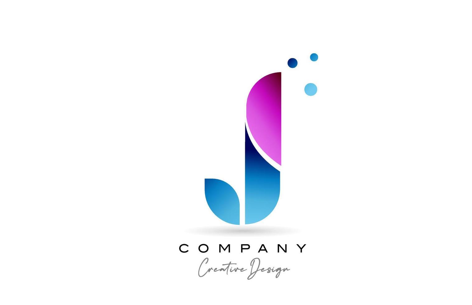 pink blue J alphabet letter logo icon design with gradient. Creative template for company and business vector