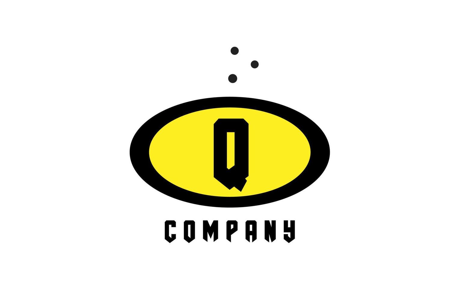 ellipse Q alphabet bold letter logo with dots. Creative template design for business and company in yellow and black vector