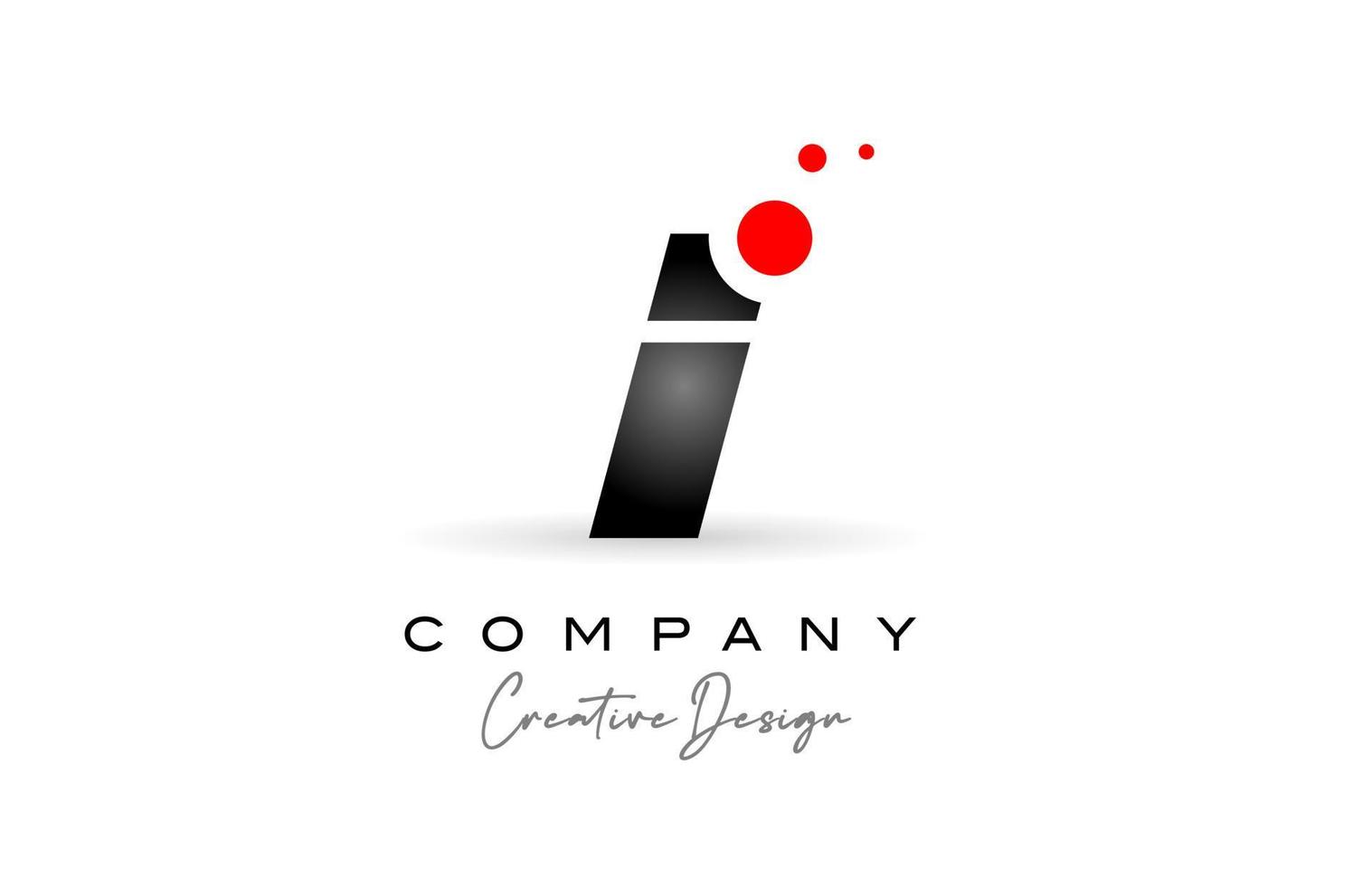 black and white I alphabet letter logo with red dot. Corporate creative template design for business and company vector