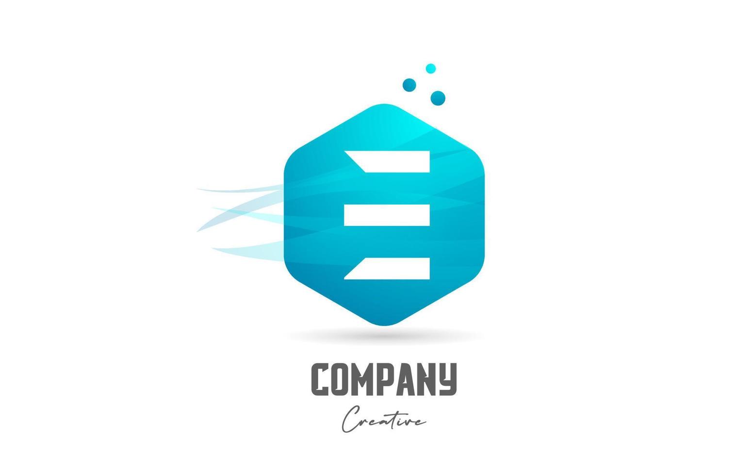 hexagon E letter alphabet logo icon design with blue color and dots. Creative template for company and business vector